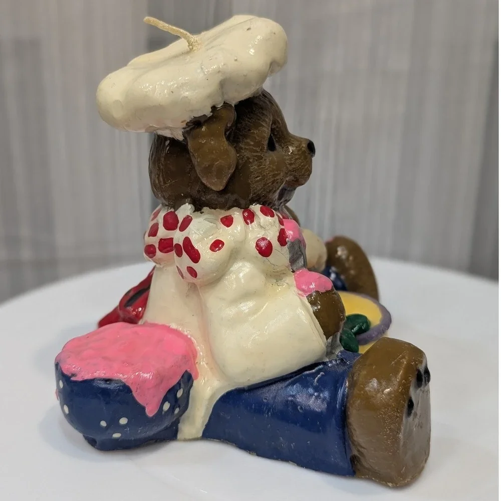 Boston Warehouse Vintage Hand Painted Paraffin Chef Bear Novelty Candle Baking